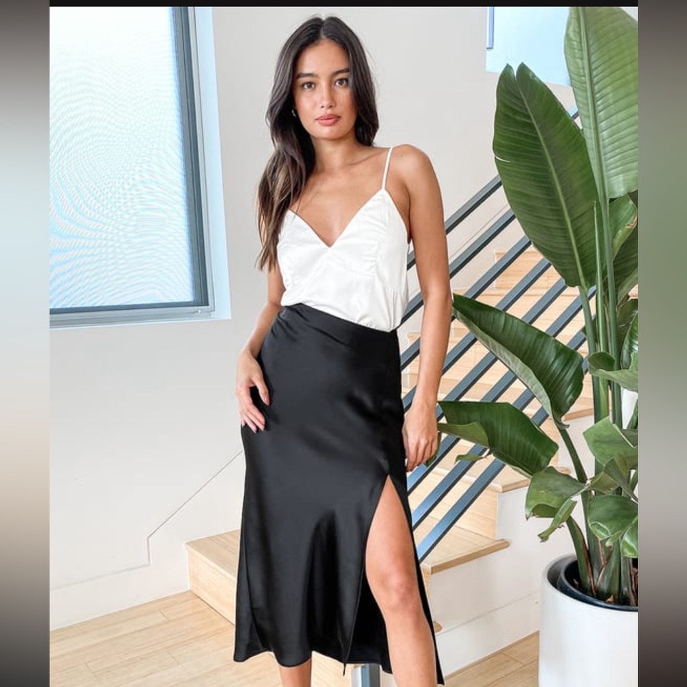 Lulus Satin Midi Skirt